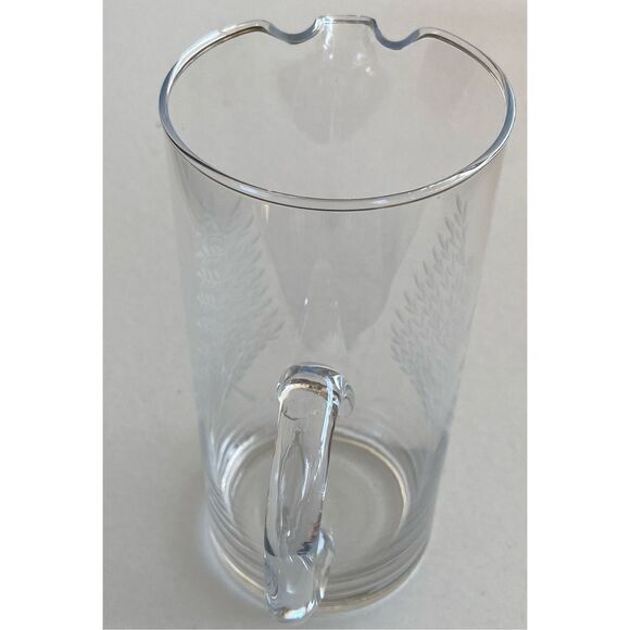 Vintage Cut Glass Fern Pattern Clear Glass 8 1/4”” Tall Pitcher - Picture 11 of 15
